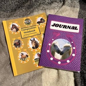 Bundle of 2 new horse themed notebooks one journal and one composition notebook